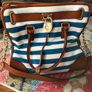 Michael Kors striped Hamilton tote